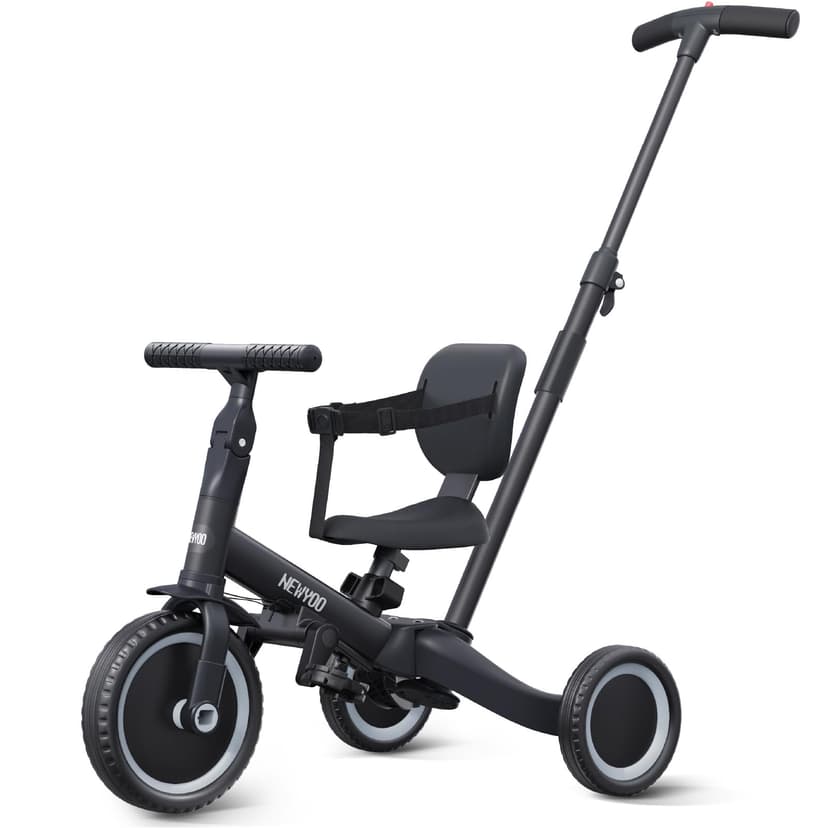 newyoo TR007 5-in-1 Tricycle for Toddlers 1-3, Toddler Bike, Birthday Gift | Toddler Trike with Push Handle Lets Parents Steer and Converts to Balance Bike, Fun Outdoor Toy for Boys and Girls, Black