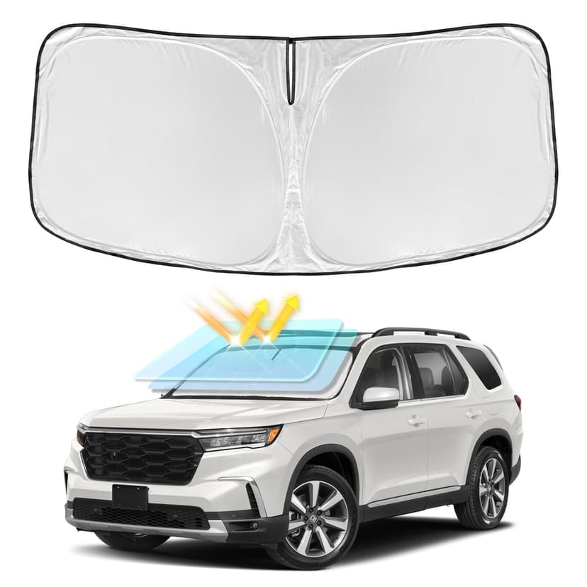 Windshield Sun Shade for Honda Pilot 2016-2025 2026 Windshield Sunshade 4-Layers Sun Visor Window Shade Custom for Pilot EX-L Special Edition Elite Black Edition Touring Blocks UV Rays Car Accessories