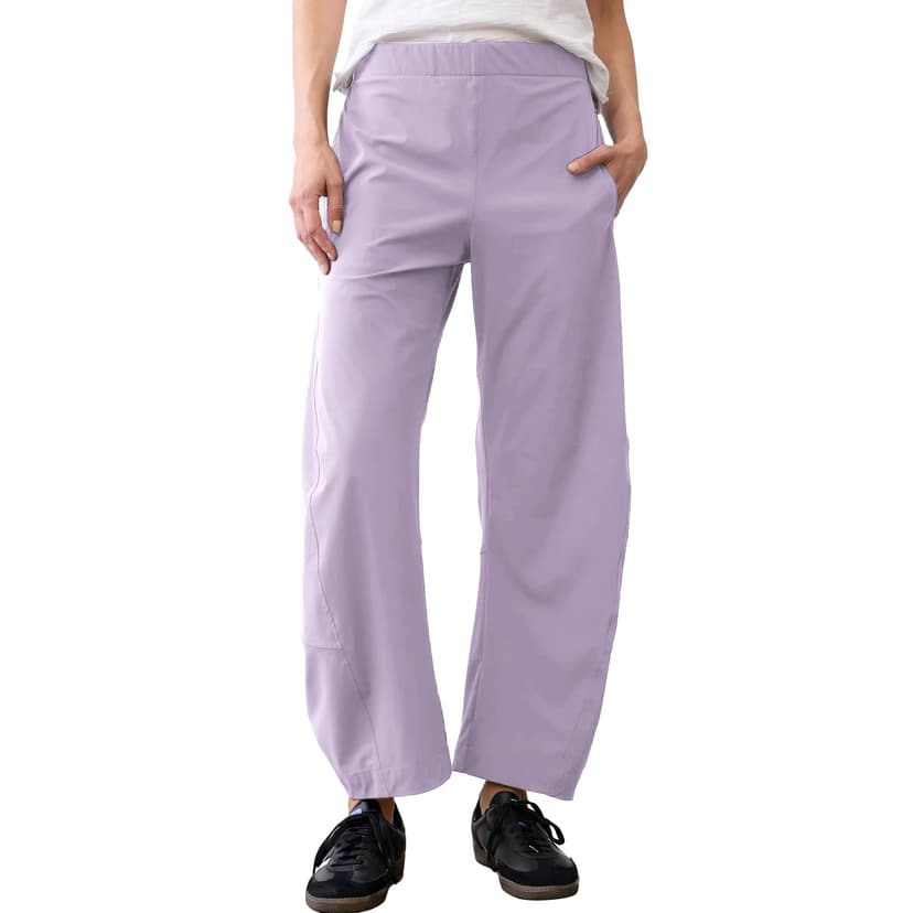 SeeLuNa Women Barrel Travel Pants Elastic Waistband Tapered Leg Baggy Mid Rise Work Trousers Lounge Pant with Pockets