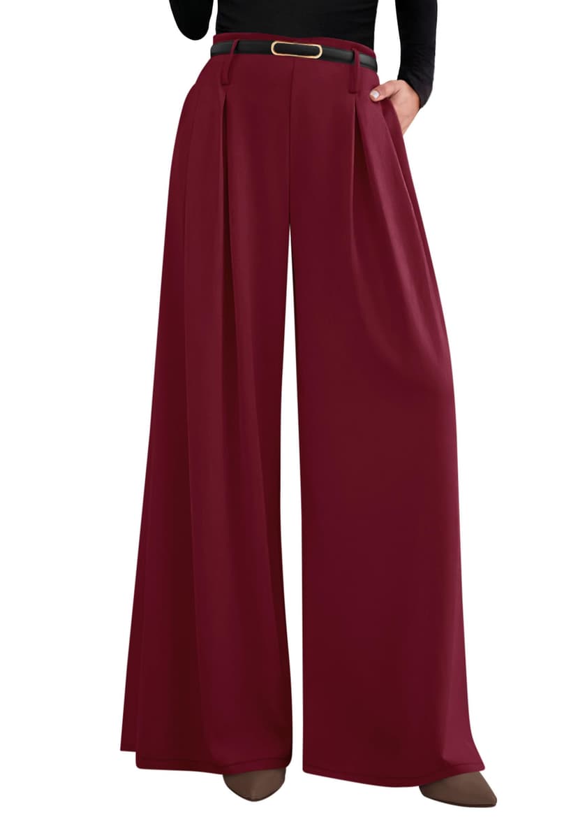 PRETTYGARDEN Womens Wide Leg Trousers 2026 Elastic High Waisted Dress Pants Pleated Slacks Flowy Business Work Palazzo Pants