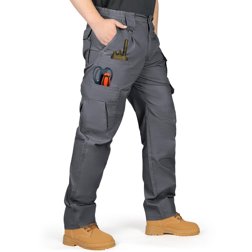 IGOLUMON Men's Ripstop Tactical Pants Stretch Cargo Work Hiking Pants | 9 Pockets Heavy Duty Reinforced Knees EDC Relaxed Fit Breathable Outdoor Hunting Carpenter Construction