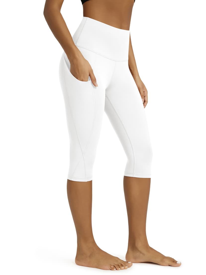 ODODOS Women's High Waisted Yoga Capris with Pockets, Tummy Control Non See Through Workout Athletic Running Capri Leggings