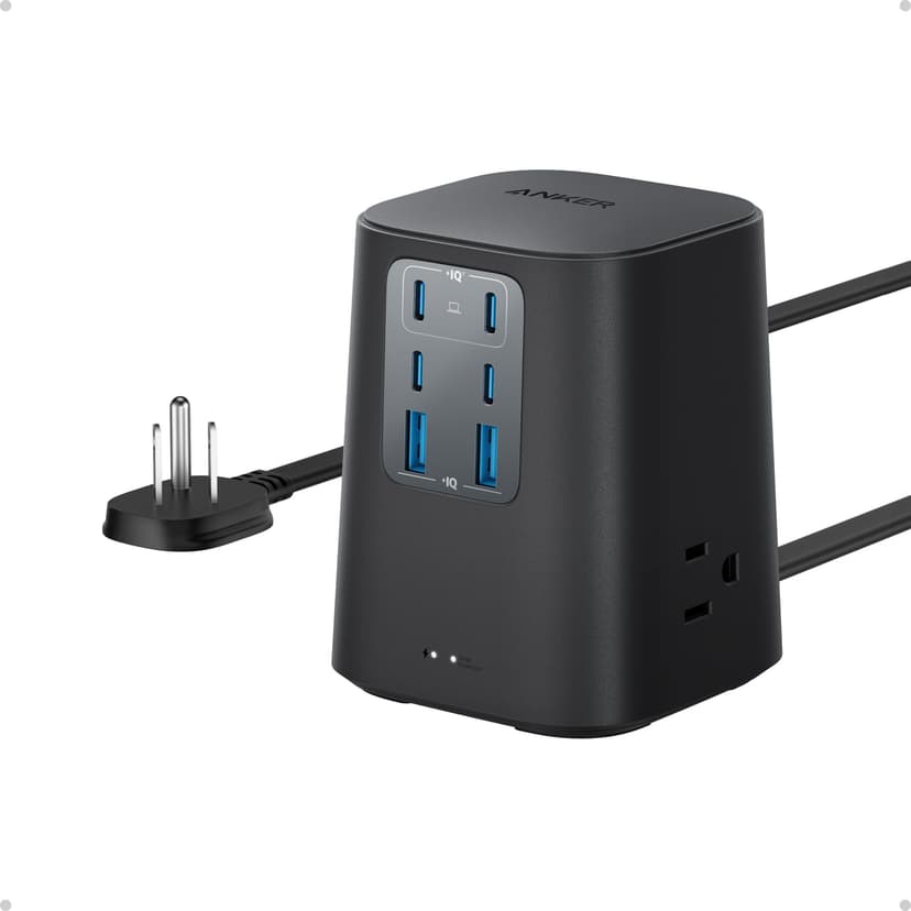Anker Desktop Charger, 9-in-1 Power Strip with 300J Surge Protector, 100W | USB C Charger with 3 AC, 4 USB C, 2 USB A, 5ft Flat Plug Extension Cord with Multiple Devices, Home Office, Desk Accessories