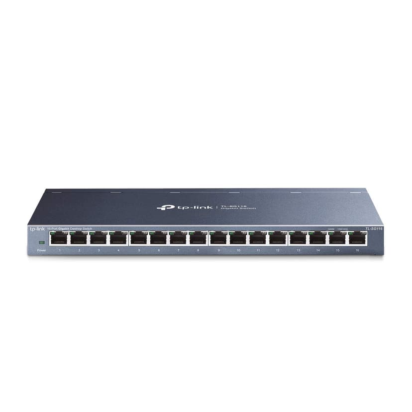 TP-Link TL-SG116, 16 Port Gigabit Unmanaged Ethernet Switch | Desktop/Wall Mount, Fanless, Sturdy Metal w/Shielded Ports, Traffic Optimization