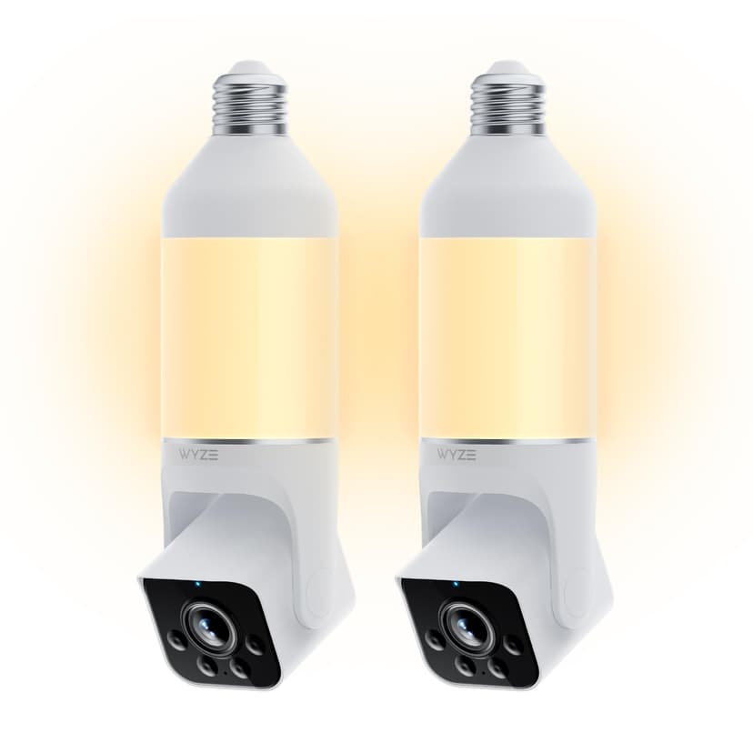 WYZE Bulb Cam Security Camera, 2K HD Outdoor Light Bulb Camera, Color Night Vision, Dimmable LED Bulb, Motion Detection, Siren Alarm, Works w/Alexa/Google Assistant (2 Pack)