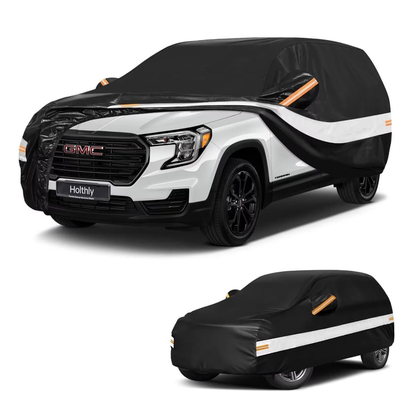 Holthly 10 Layers SUV Car Cover Custom Fit for GMC Terrain(2010-2026), Waterproof All Weather for Automobiles, Outdoor Full Cover Sun Dust Rain Protection with Cotton. Black