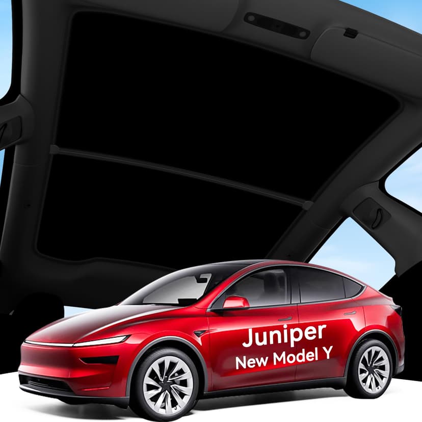 SUMK 2026 Upgrade Sunshade Roof for Tesla Model Y Juniper, [Graphene Infused Fabric & UPF 50+ & No-Sag] 1:1 Fit Heat Insulation Sunroof Cover for Tesla Model Y Accessories 2025 2026, Black, 2PCS