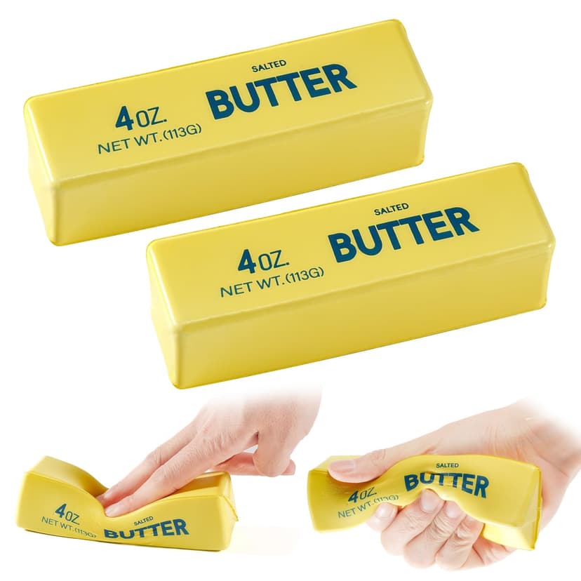 XQOQO 2PCS Butter Squishy, Soft Slow Rising Squeeze Toys, Butter Stick Squishy Fidget Toys and Stress Balls Squishies for Office Desk Toys, Party Favors & Birthday Gifts(Yellow)