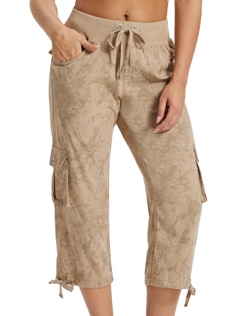 MoFiz Womens Capris with Pockets Loose Fit Casual Capri Pants Dressy Lightweight Ladies Baggy Cargo Pants for Hiking