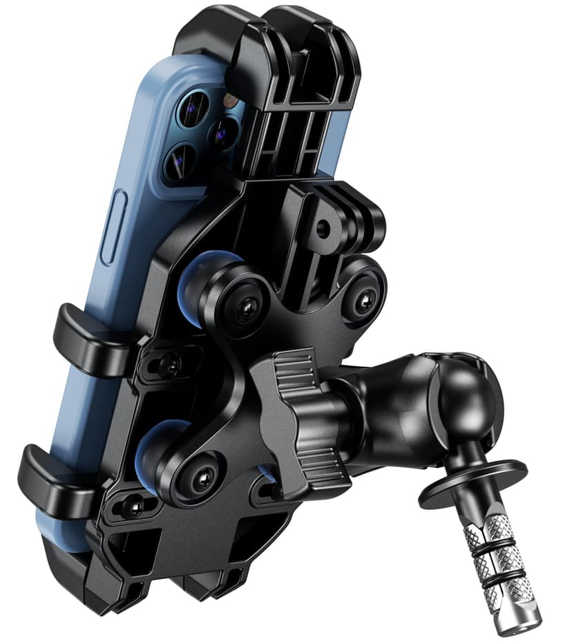 BRCOVAN Motorcycle Fork Stem Phone Mount Holder with Vibration Dampener, Heavy Duty Cellphone Cradle Fit Stem Tubes 12mm-25.4mm in Diameter, Adjustable for 5.4-6.9'' Smartphone