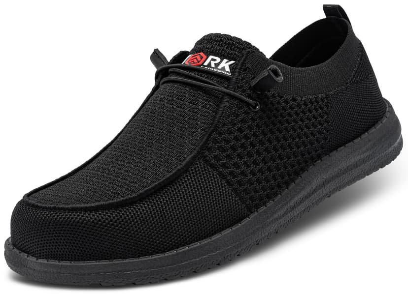 LARNMERN Steel Toe Loafers Women Lightweight Comfortable Slip On Walking Casual Flats Sneakers Work Safety Shoes