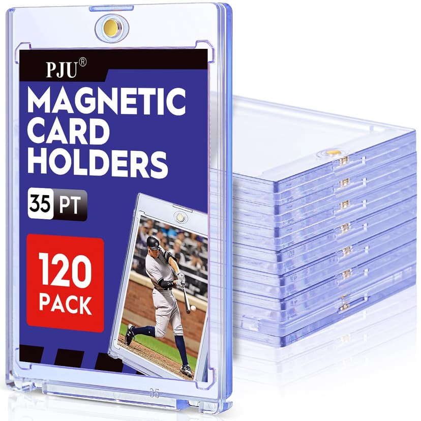 120ct Magnetic Card Holder, 35pt One Touch Card Holder for Trading Cards | UV Protection Hard Plastic Protectors, Magnetic Card Case Fits for Baseball, Game, Sports, Trading Cards
