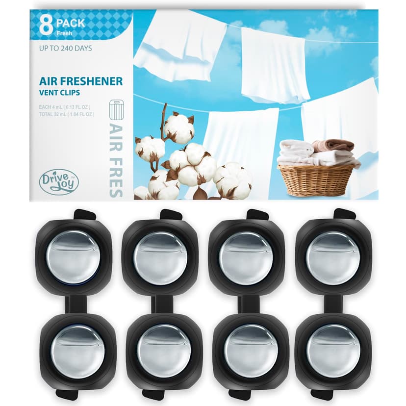 Car Air Freshener Vent Clips, 8 Pack, Provides Long-Lasting Scent, Up to 240 Days (Linen)