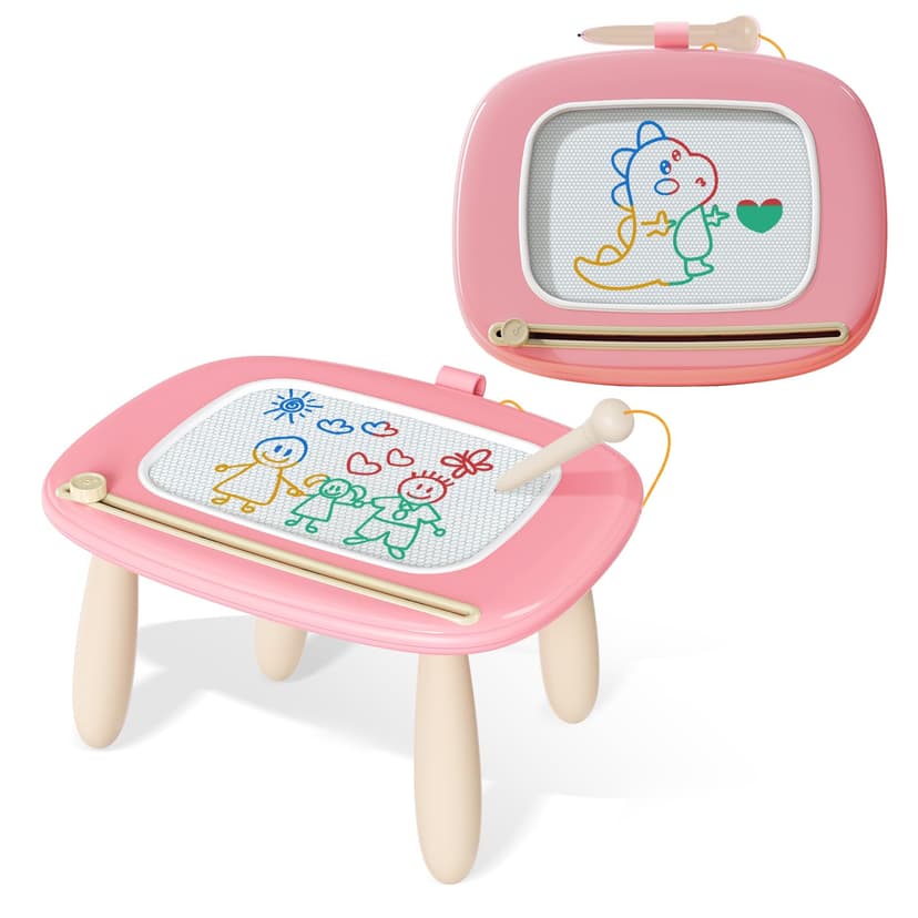Kikidex Magnetic Drawing Board, Toddler Girl Toys for 1-3 Year Old, Doodle Board Pad Learning and Educational Toys for 1 2 3 Year Old Baby Kids Birthday Gift (Soft Pink)