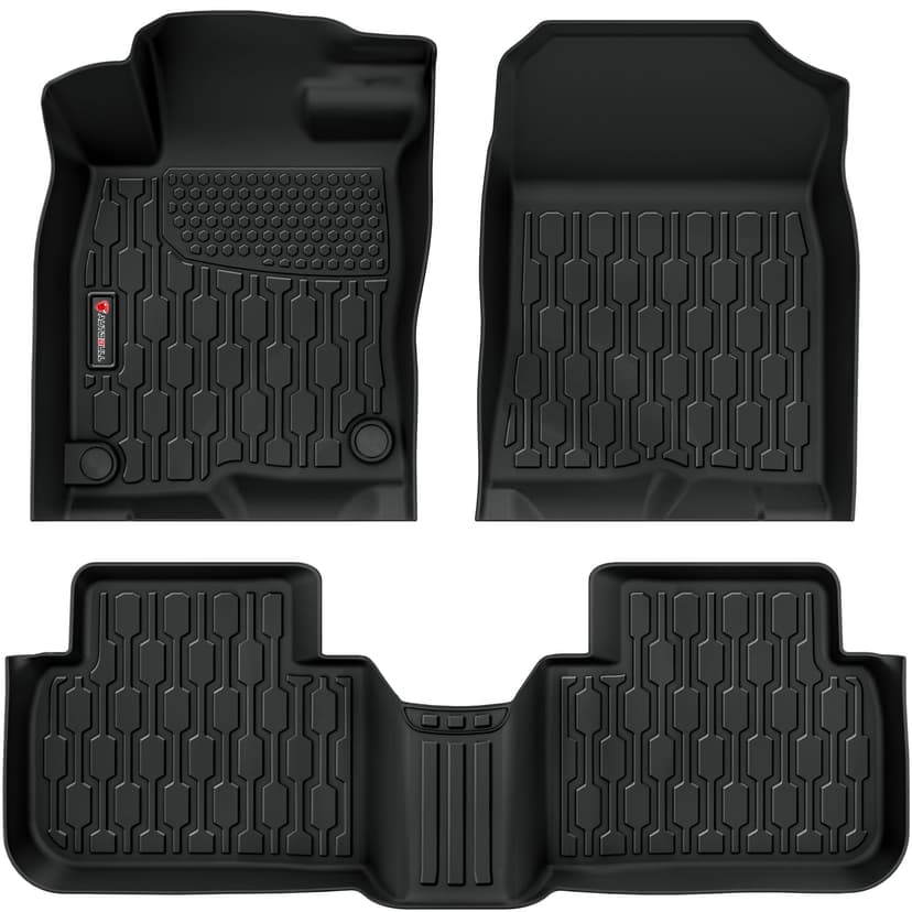 Floor Mats Compatible with Honda Civic 2022-2025 2026 (Fits Rear Seats with or Without USB Ports) | for Acura Integra 2023-2025, All Weather TPE Floor Liners, Custom Fit Car mats, 1st & 2nd Row, Black