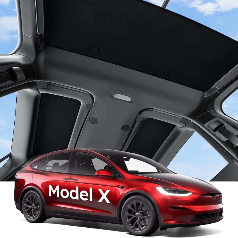 Wigoo for Tesla Model X Accessories Sunshade Roof, Interior Black | For Model X 2020~2025, Never Sag, Nano Ice-Crystal Coatings, Heat Insulation Glass Roof Sun Shade