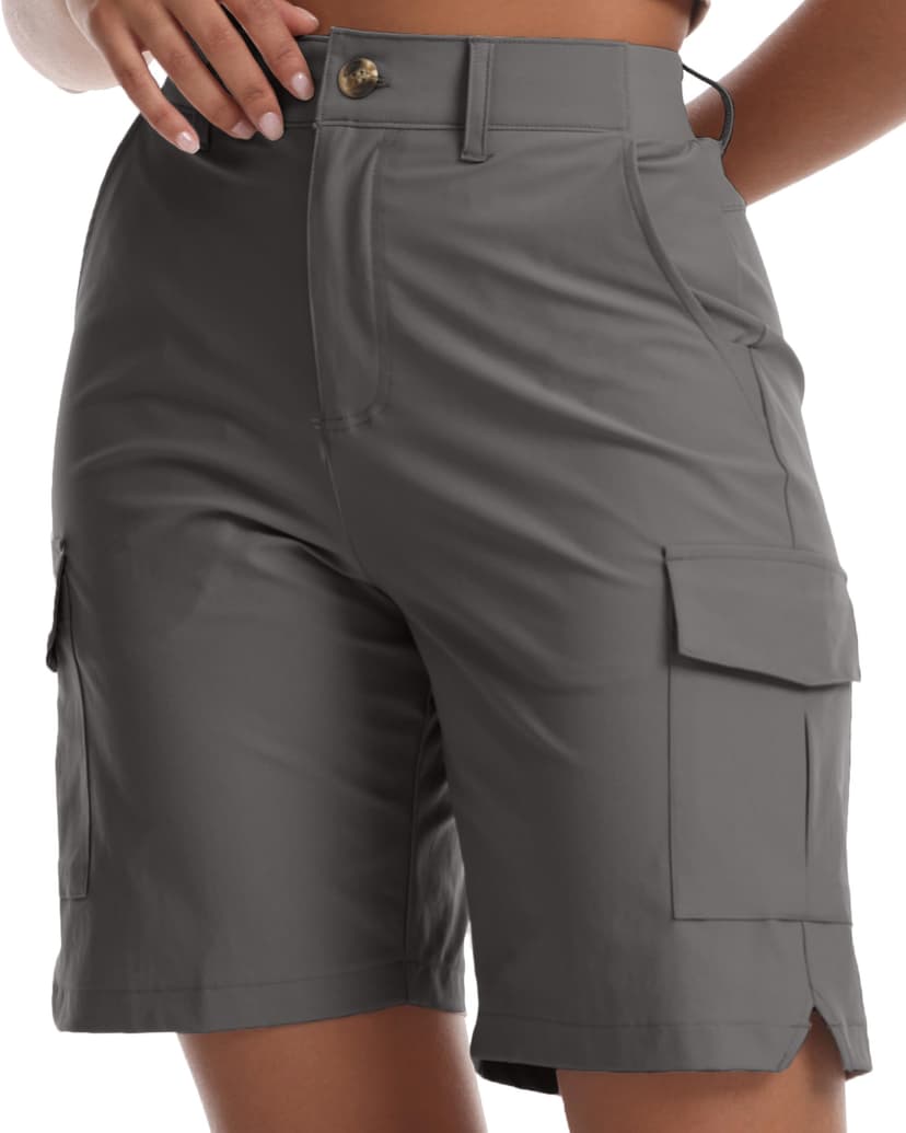 Yoglegins Women's Lightweight Hiking Cargo Shorts for Running Athletic Camping Travel Golf - Water Resistant with 5 Pockets