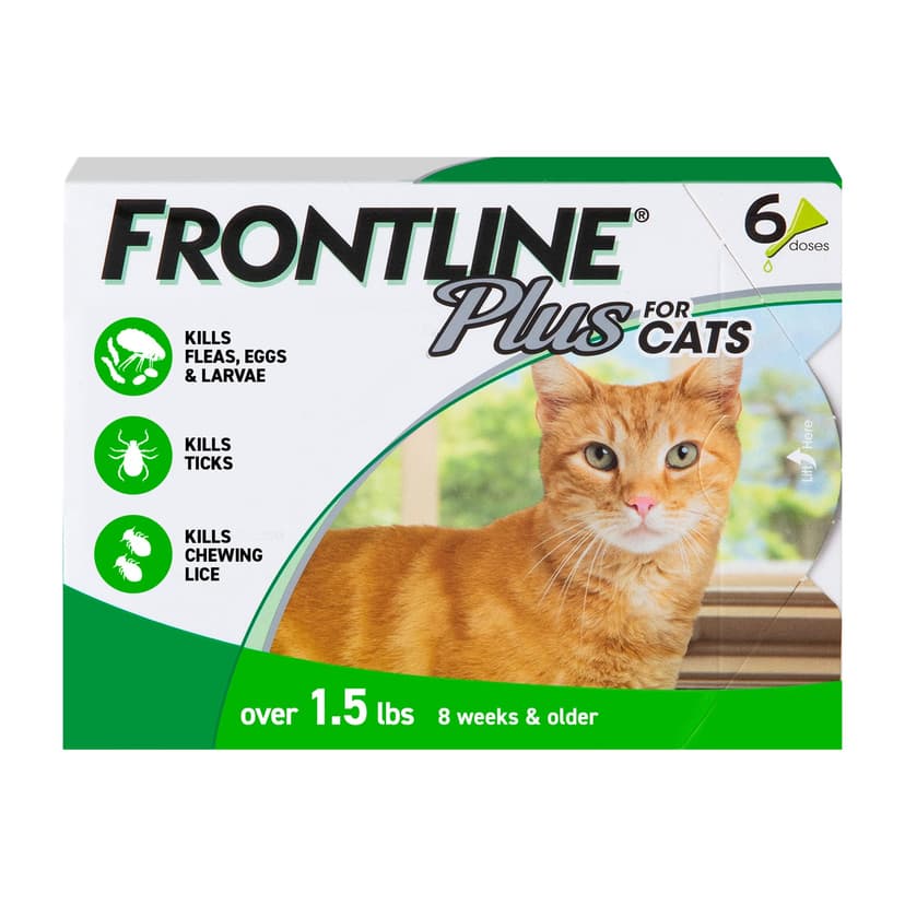 FRONTLINE Plus Flea & Tick Spot Treatment for Cat & Kitten (Green) Count of 6
