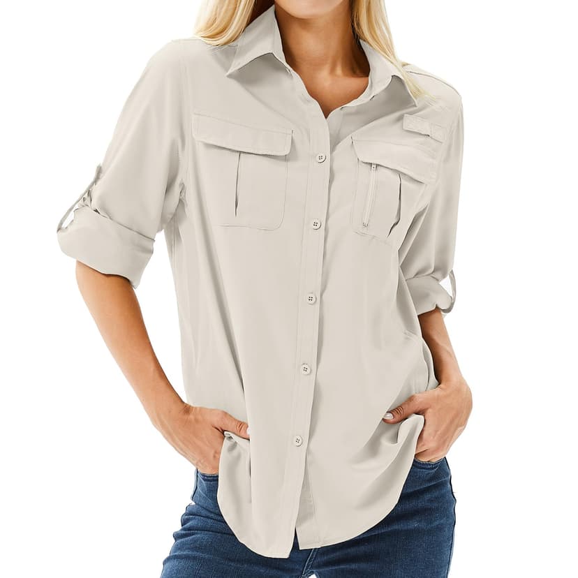 Toumett Women's UPF 50 Long Sleeve Sun Protection Shirts Safari Fishing Hiking
