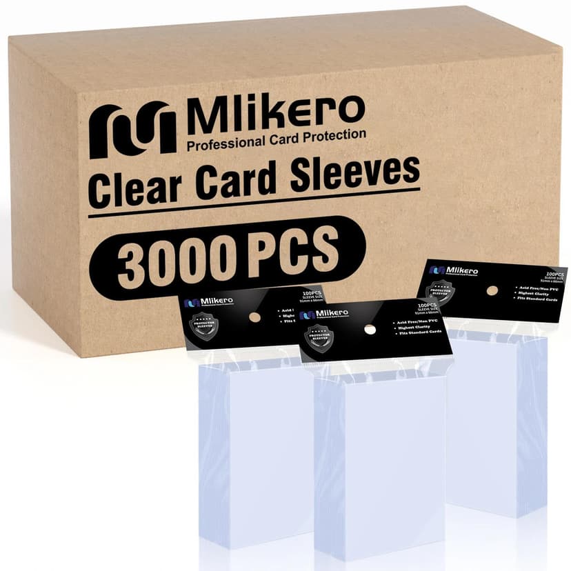 3000 Counts Card Sleeves, Clear Penny Sleeves for Trading Cards, Baseball Card Sleeves, Soft Trading Cards Sleeve Fit for MTG, TCG, Baseball Cards, Football Cards, Game Cards