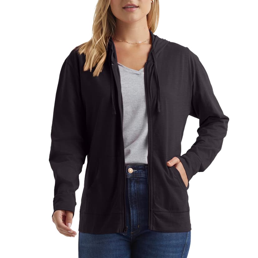 Hanes womens Slub Knit Full-zip Hoodie, Textured Cotton Zip-up T-shirt Hoodie for Women