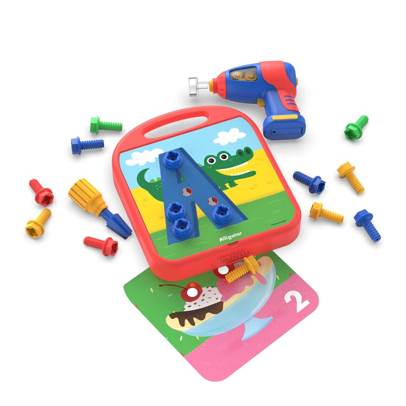 Educational Insights Design & Drill ABCs & 123s - Building Construction Toys for Toddlers, Kids Tool Set with Drill Toy, Preschool Learning Activities, Toddler STEM Toys for 3+ Year Old