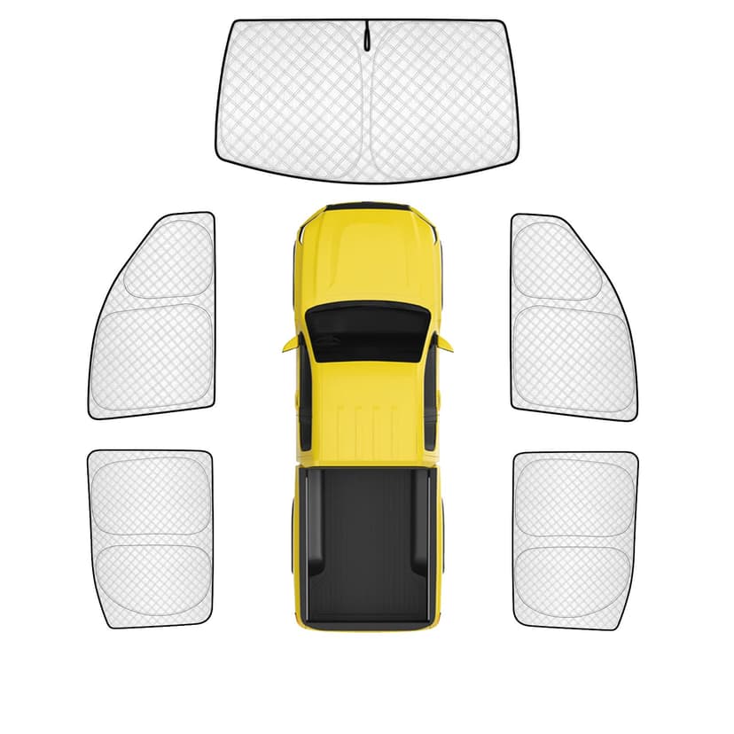 KMF Thicken Sun Shades for 2019-2026 GMC Sierra 1500 & Silverado 1500 Crew Cab Accessories,Car Window Covers Sunshade for Windshield Side, UV Block and Protect Privacy Blackout for Camping Relax 5pcs