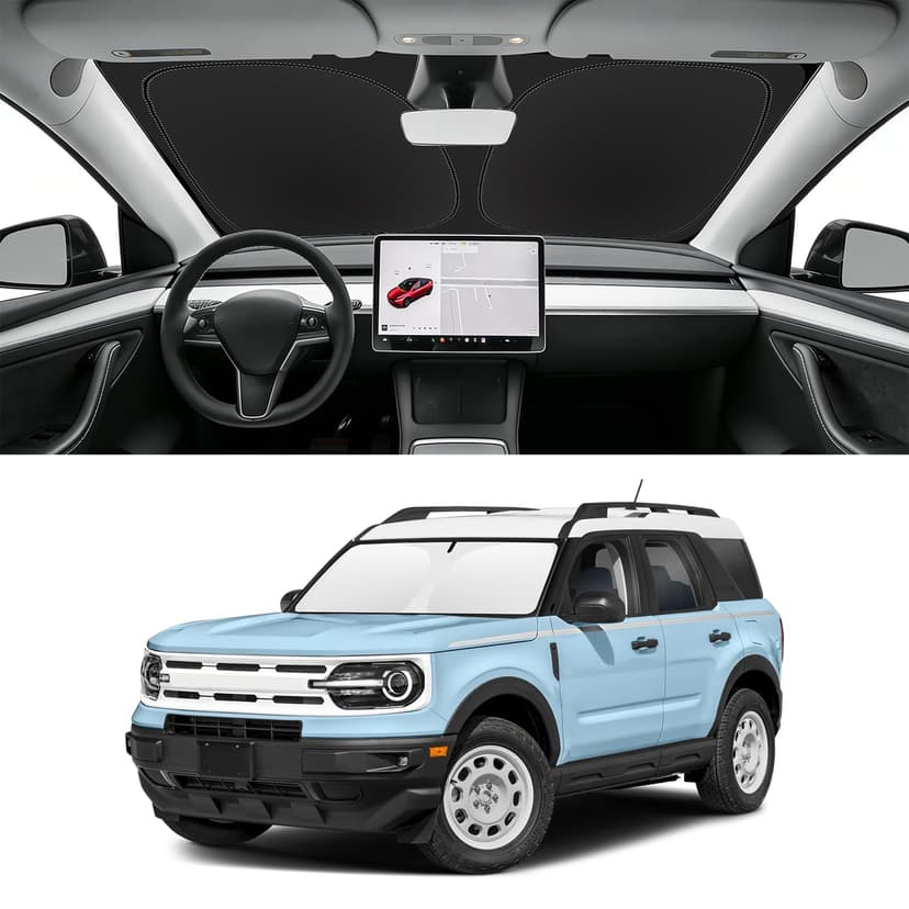 SLOGENTO Custom Fit Windshield Sun Shade for Ford Bronco Sport 2021-2026 | Blocks UV Rays and Sun Heat, Helps Reduce Interior Temperature, Protects Dashboard from Fading, Folds Easily for Storage