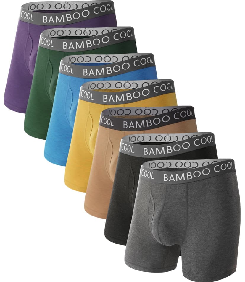 BAMBOO COOL Men's Ultra Breathable Underwear,No Riding Up Boxer Briefs with ComfortFlexible Waistband,Multipack