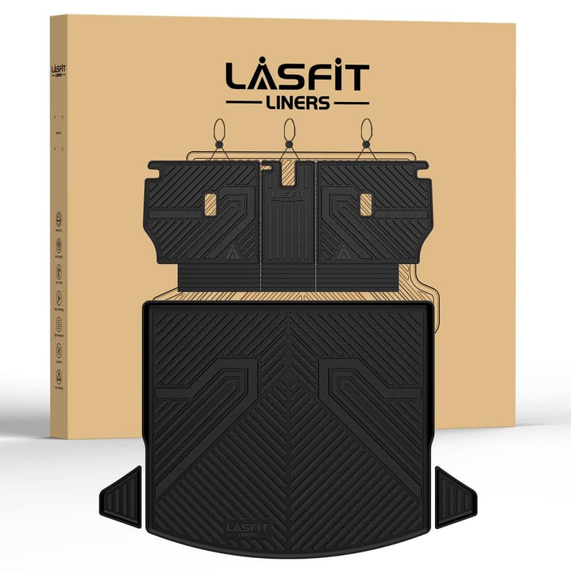 LASFIT Cargo Trunk Mat with Backrest Mats for Mazda CX5 2025 2024 2023 2022 2021 2020 2019 2018 2017 All Weather TPE Rear Cargo Liner Custom Fit Waterproof CX 5 Seat Back Mat Accessories, Black