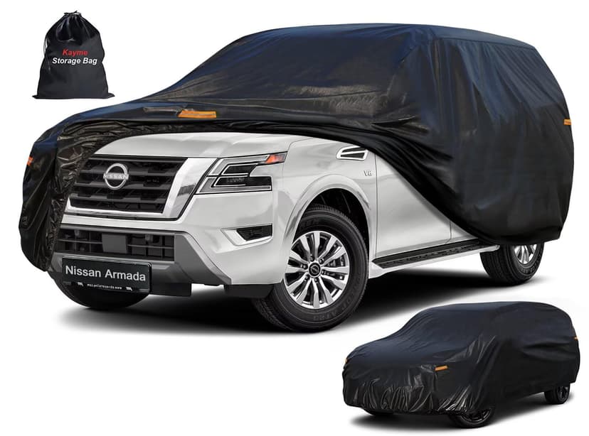 Kayme 7 Layers Waterproof SUV Car Cover for Nissan Armada 2003-2026 | Thick heavy‑weight composite fabric, all‑weather wind‑dust‑UV protection, inner cotton layer shields vehicle paint