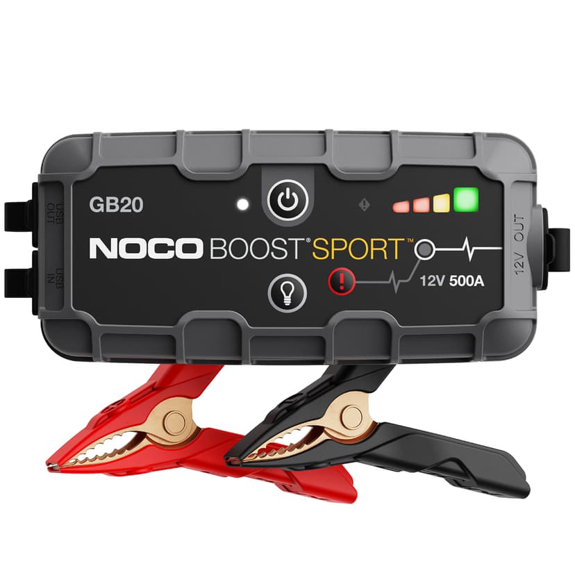 NOCO Boost GB20: 500A UltraSafe Jump Starter – 12V Lithium Battery Booster Pack, Portable Jump Box, Power Bank & Jumper Cables - for 4.0L Gas Engines | Spark-Proof & Reverse Polarity Protection,For Ca