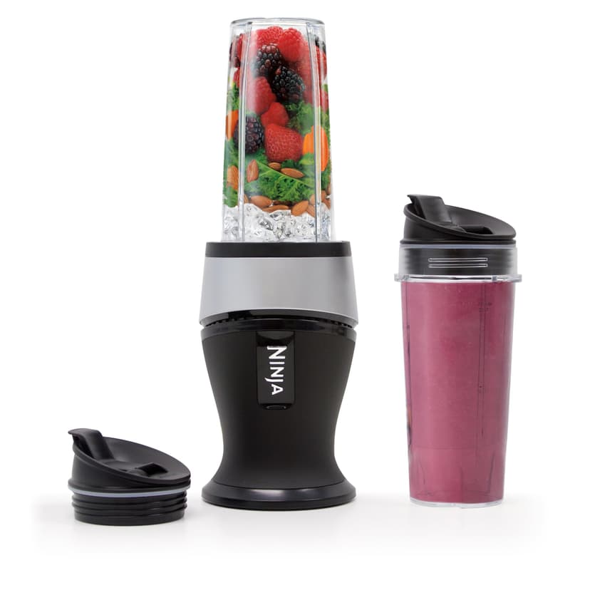 Ninja Fit Compact Personal Blender, 700W, (2) 16oz Cups, QB3001SS | 700-watt base blends smoothies, shakes & frozen drinks. (2) 16-oz to-go cups w/ spout lids. Dishwasher safe.