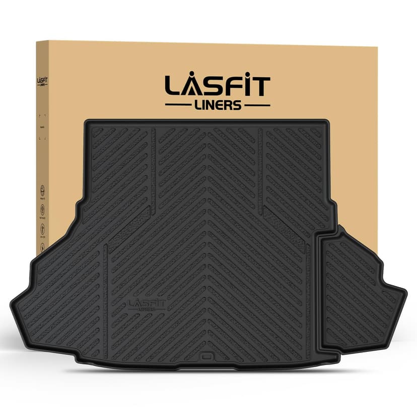 LASFIT Cargo Mat for Ford Mustang 2015-2023 with or Without Subwoofer | Trunk Liner Custom Fit All Weather Protector TPE One-Piece Design Easy Installation Easy Clean Trunk Mat, 1pc Black