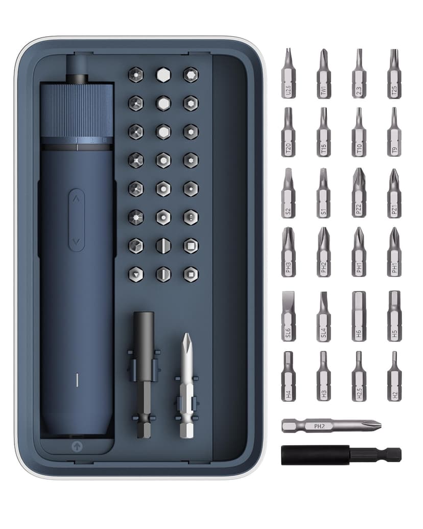 HOTO 25-Piece Upgraded Electric Screwdriver Kit, 1/4'' Hex, Magnetic Lid, 1500mAh Rechargeable Cordless Screwdriver, LED Light, Ideal for Furniture Assembly, Home Repair & Garage Projects