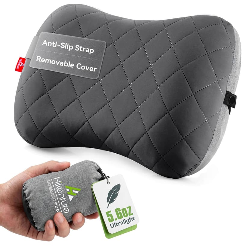 Hikenture Camping Pillow with Removable Cover - Ultralight Inflatable Pillow for Neck Lumber Support - Upgrade Backpacking Pillow - Washable Travel Air Pillows for Camping, Hiking, Backpacking