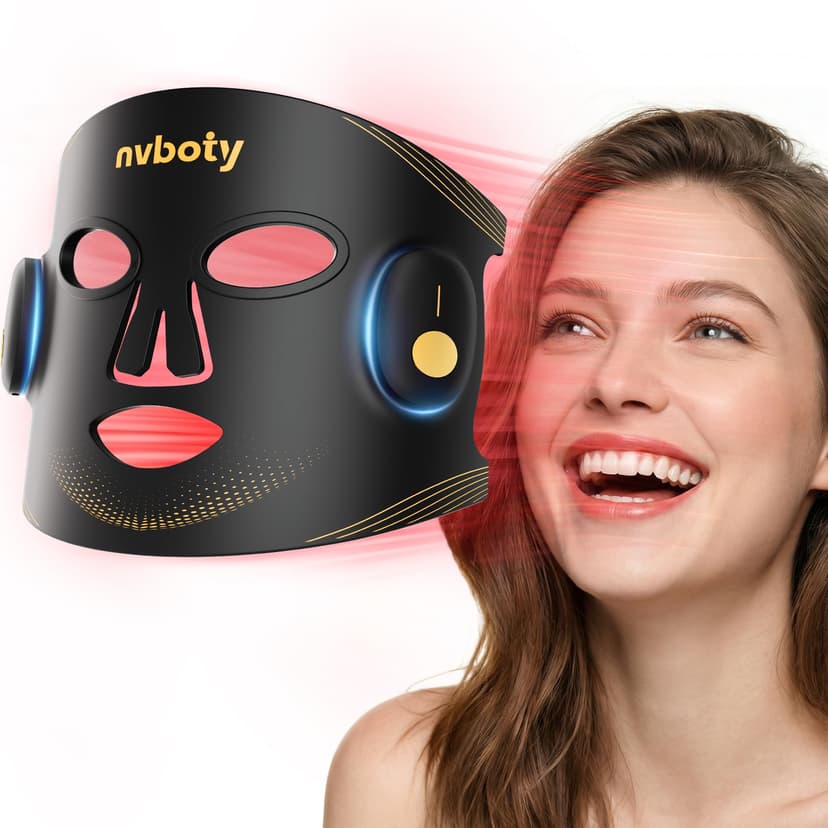 VTAZIY Red Light Therapy for Face, 4 Modes, Wireless 2000mAh Remote | 850NM Infrared & Red, Blue, Amber Light, 90*4 LEDs, 10-30min Timing Function, Home & Travel Use, Gift for Women, Black