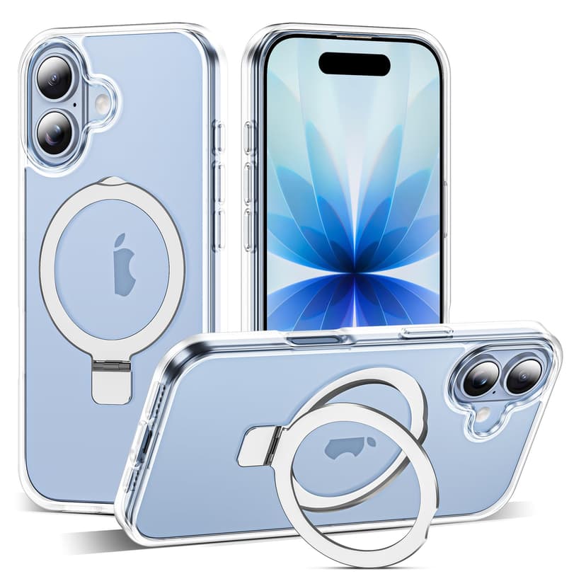 SKYLMW Compatible with iPhone 17 Case with Invisible Magnetic O-Ring Stand Military-Grade Transparent Phone Case for iPhone 17 6.3" [Compatible with Mag-Safe][Great Grip Feeling],Clear