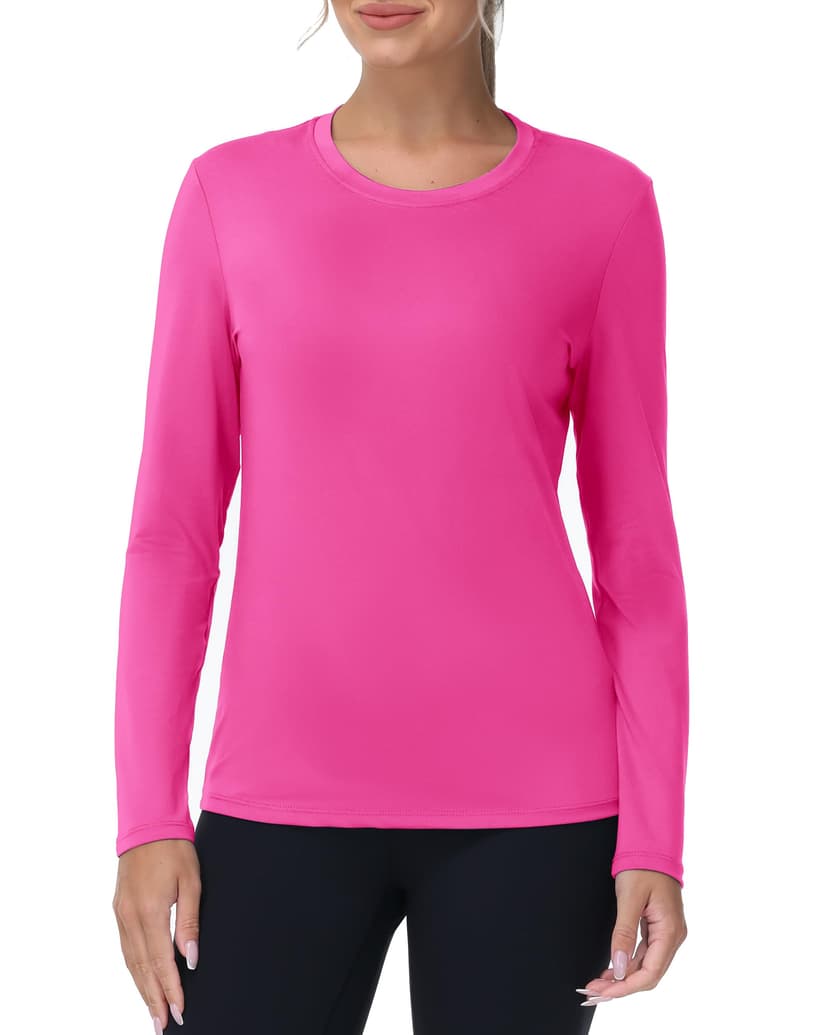 isnowood Women's Sun Protection Long Sleeve Shirts, UPF 50+ UV Rash Guard Swim Shirt, Workout Hiking Running Athletic Tops