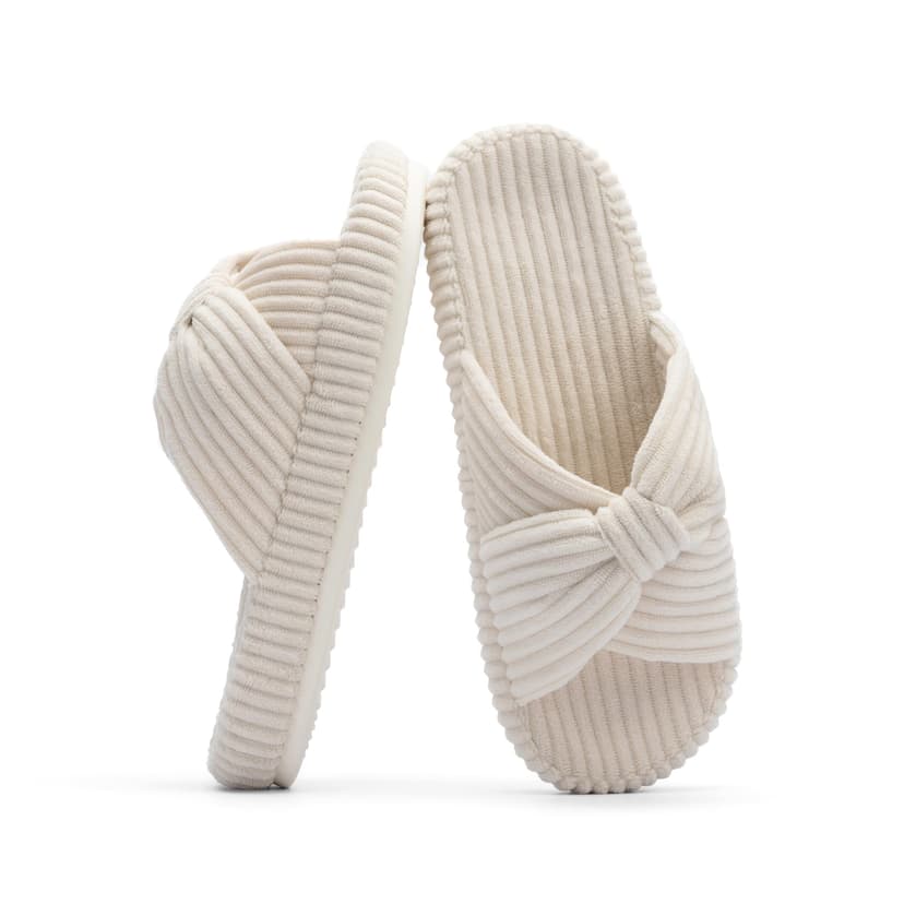 Chantomoo Slippers for Women Memory Foam House Bedroom Corduroy Bow Crossbands Slipper Shoes Comfy Trendy Gift Slippers