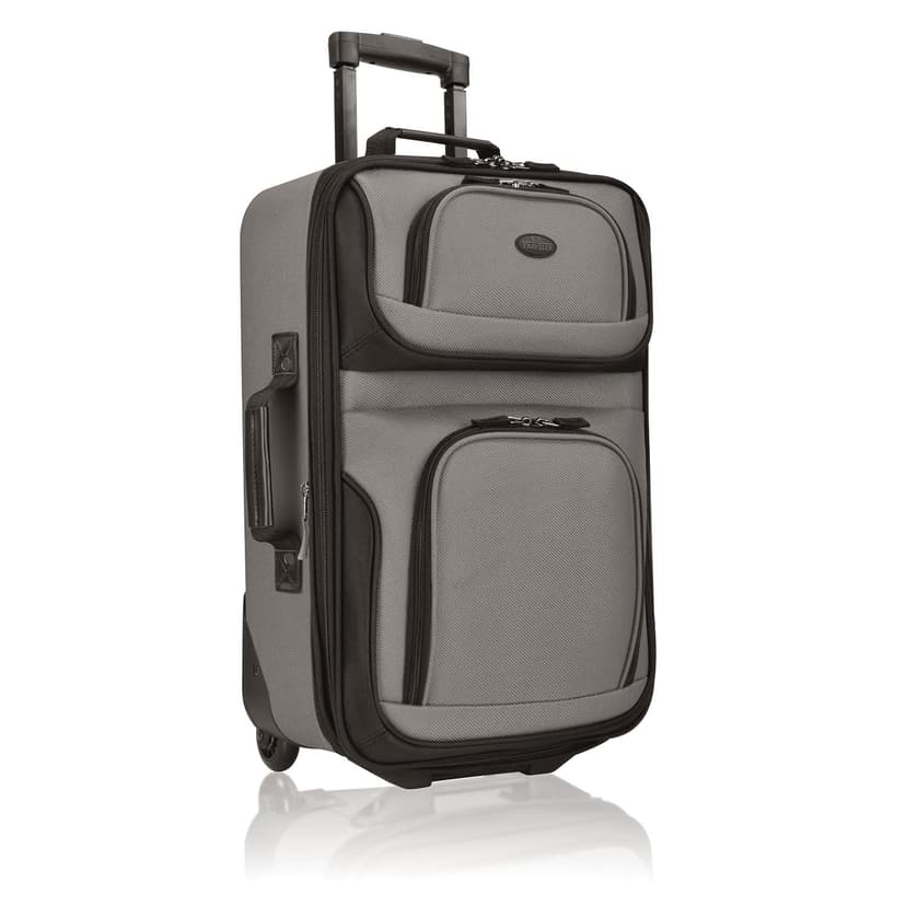 U.S. Traveler Rio Lightweight Softside Rolling Carry-on Suitcase, 2-Wheel Single, Grey