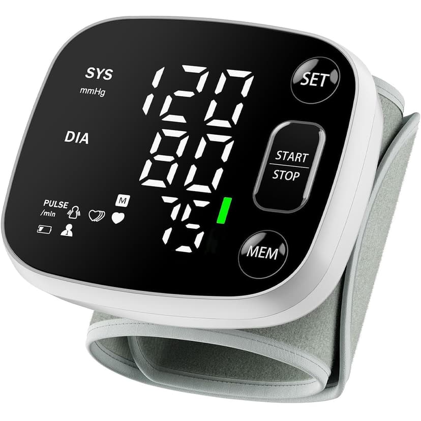 Oklar Blood Pressure Monitors for Home Use Rechargeable Wrist Digital BP Machine Cuff with LED Backlit Display, Voice Broadcast, 240 Memory Storage for 2 Users with Carrying Case