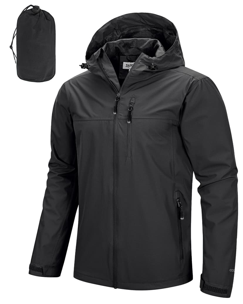 33,000ft Men's Packable Rain Jacket Lightweight Rain Shell Jacket with Hood Waterproof Raincoat for Cycling