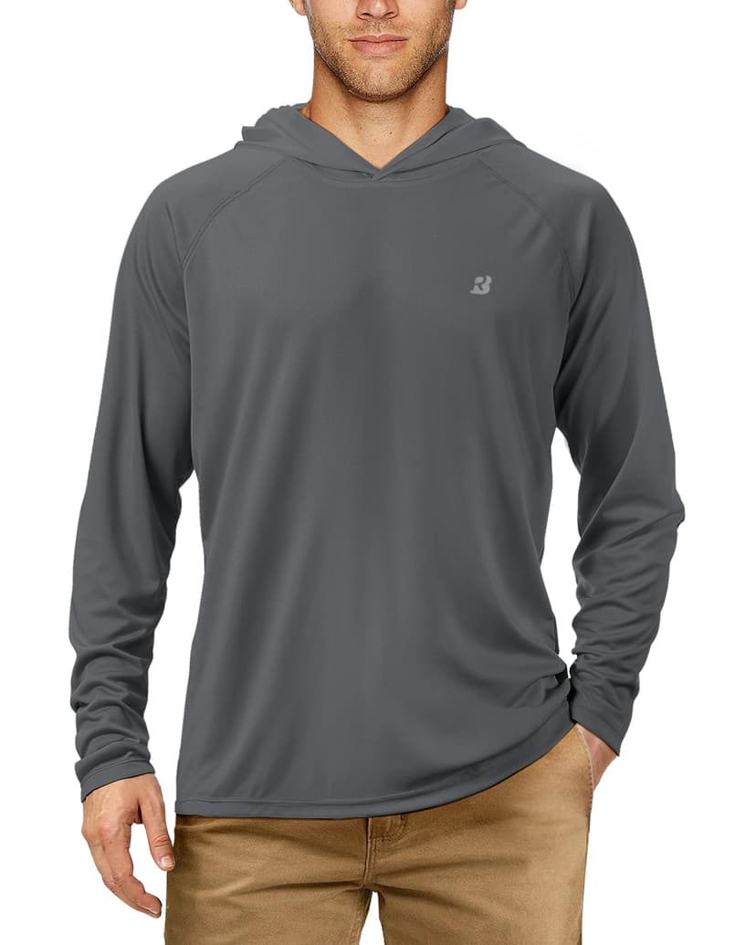 Roadbox UPF 50+ Fishing Shirts for Men, Long Sleeve UV Sun Protection Hoodie, Outdoor Hiking Running Swimming Rash Guard