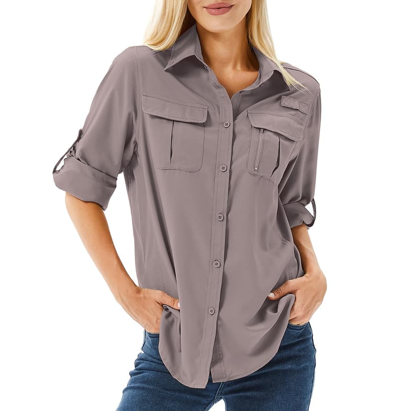 Toumett Women's UPF 50 Long Sleeve Sun Protection Shirts Safari Fishing Hiking