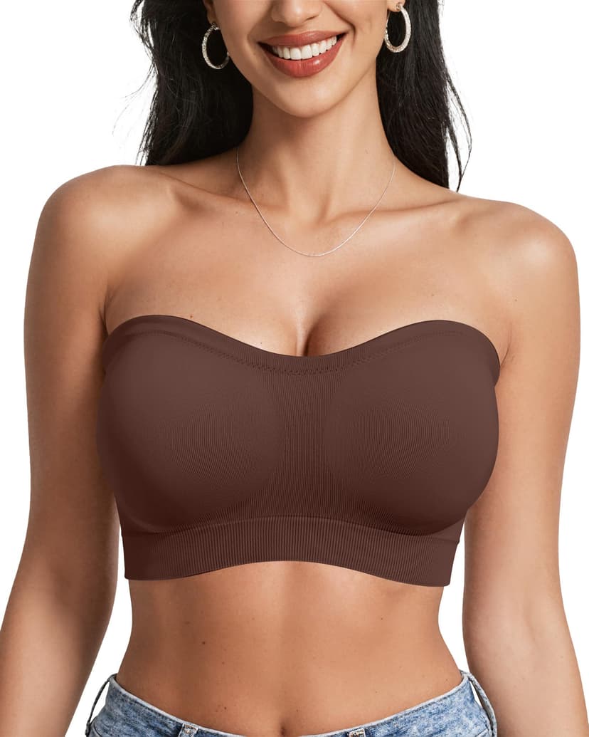 OEAK Supportive Strapless Bras for Women Push Up Wireless Bandeau Bra Non Slip Seamless Bras Comfortable Padded Bralette