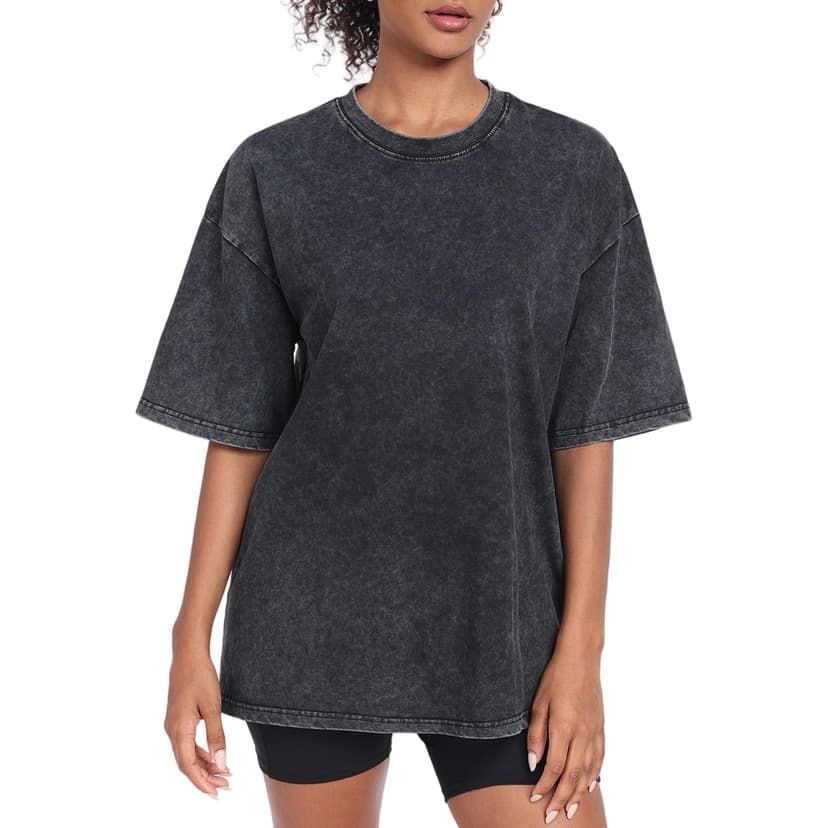 SnowElve Womens Washed Vintage Oversized T-Shirt Baggy Workout Tops Short Sleeve Cotton Tshirts Streetwear Boyfriend Tee