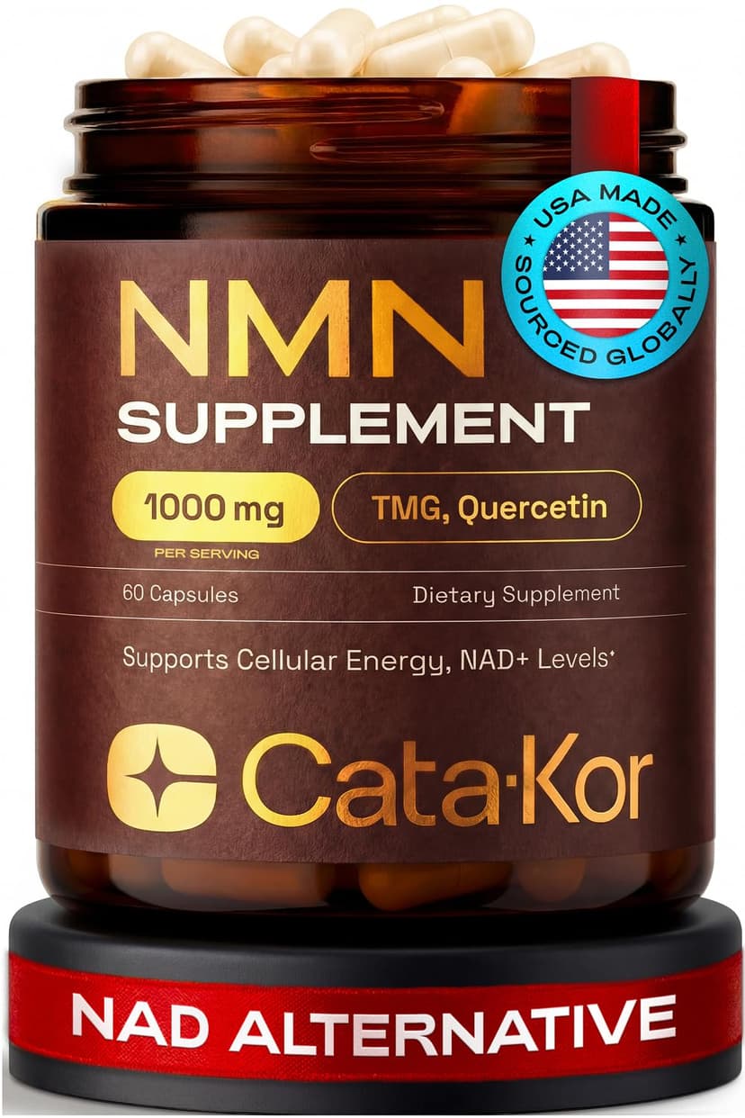 Cata-Kor NMN Supplement – 1000mg Per Serving NAD Resveratrol Supplement with Quercetin | TMG – NMNH Alternative – Supports Cellular Energy & NAD+ Level – 60 Capsules (1 Pack)