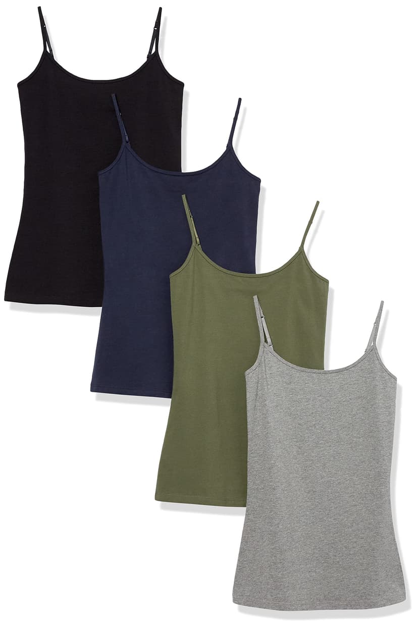 Amazon Essentials Women's Slim-Fit Camisole for Layering and Everyday Wear, Pack of 4