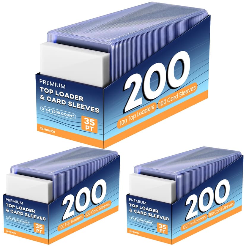 600 Card Sleeves Top Loaders for Cards, 3" x 4" Hard Plastic Toploaders, Baseball Card Protectors, Trading Card Holder for Football Sports Cards (300 Toploaders + 300 Penny Sleeves)